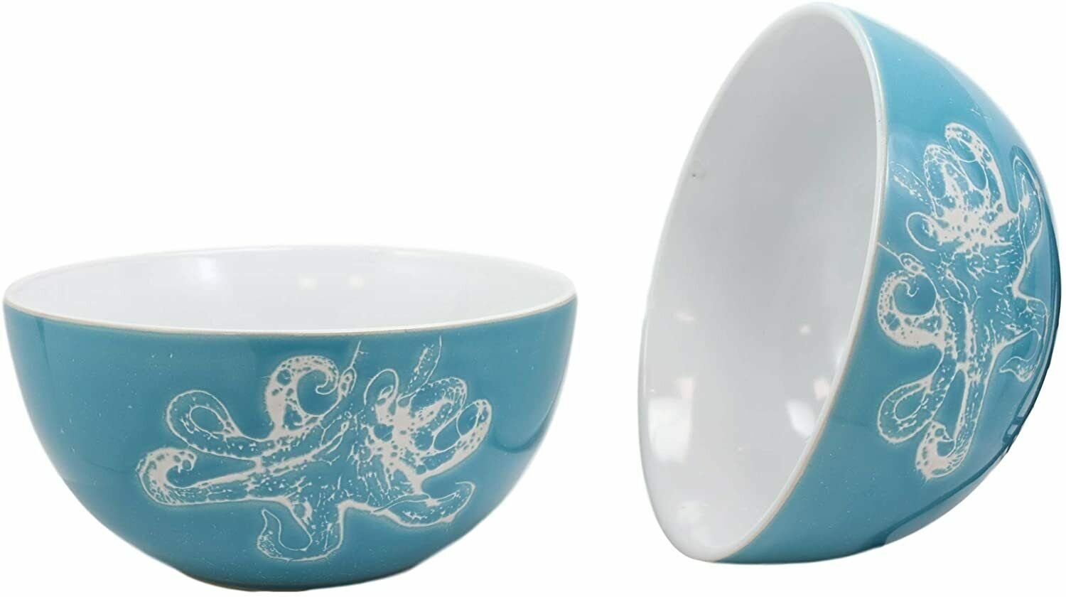 1 Pack Of 2 Nautical Ocean Marine Octopus Abstract Blue Bowls 18oz EBR02