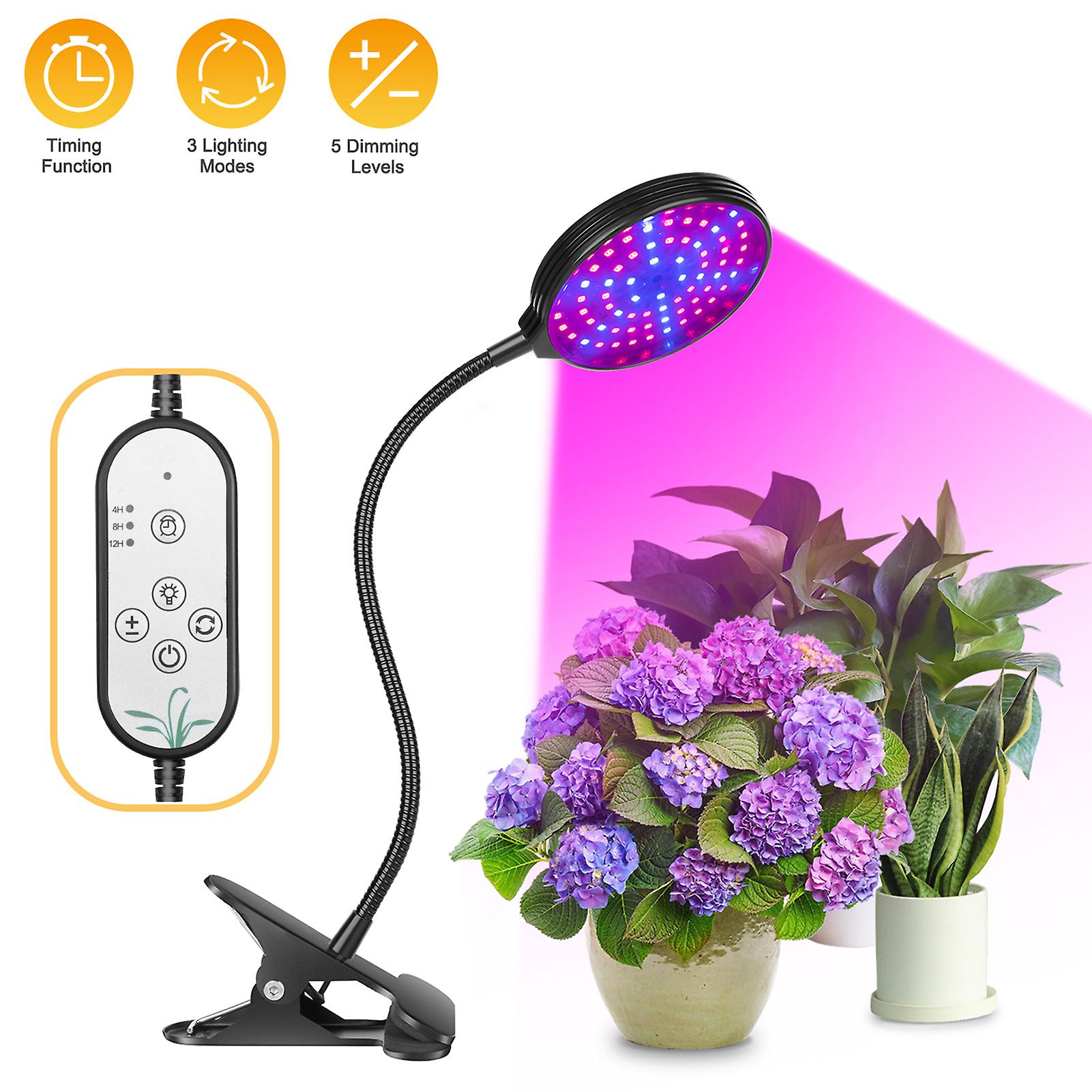 4-head Led Grow Light For Indoor Plants 60w 4-head Red and Blue Leds Auto On and Off With 4/ 8/ 12h Timer 3 Light Modes 5 Brightness Levels Ip66 Waterproo