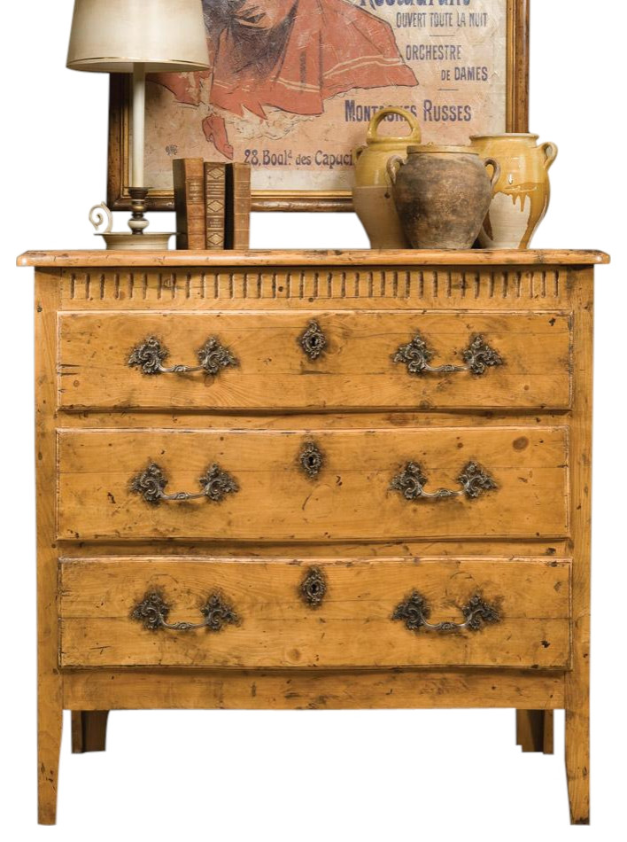 Chest of Drawers Port Eliot French Serpentine Fluted Frieze Pine Wood   Farmhouse   Accent Chests And Cabinets   by EuroLuxHome  Houzz