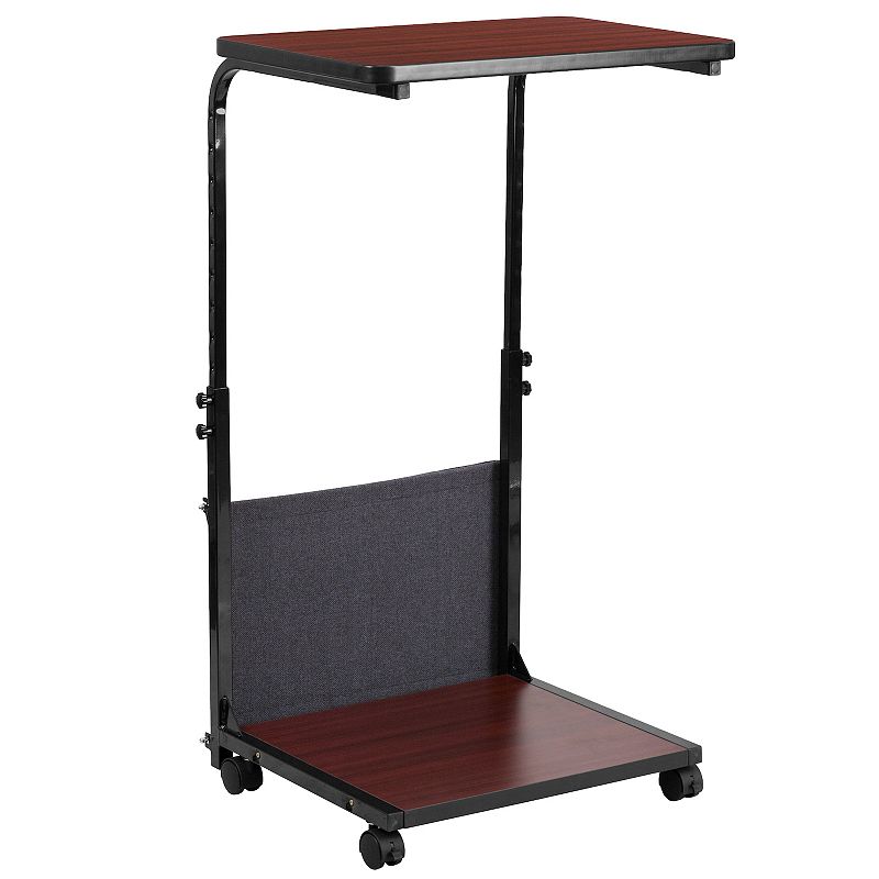 Emma and Oliver Mobile Sit-Down/Stand-Up Mahogany Computer Ergonomic Desk w/ Removable Pouch