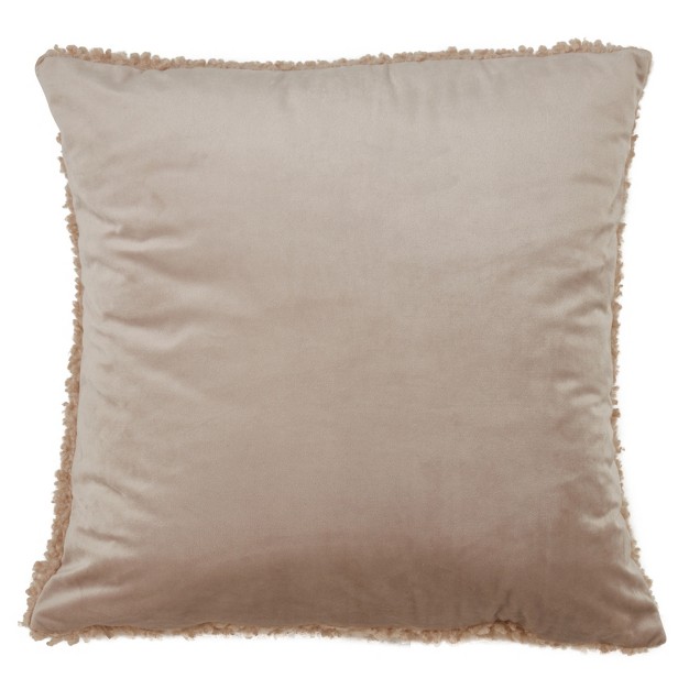 Saro Lifestyle Faux Fur Throw Pillow Cover 18 quot Beige