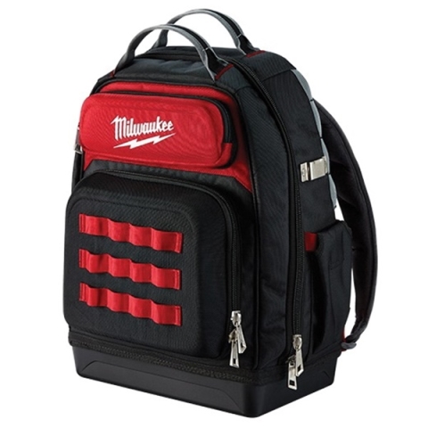 Milwaukee 48-22-8201 Ultimate Jobsite Backpack， 18 in W， 9.44 in D， 20.4 in H， 48 -Pocket， Polyester， Red