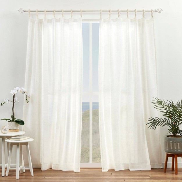 Set Of 2 Duncan Braided Tab Top Sheer Curtain Panels Natural Exclusive Home