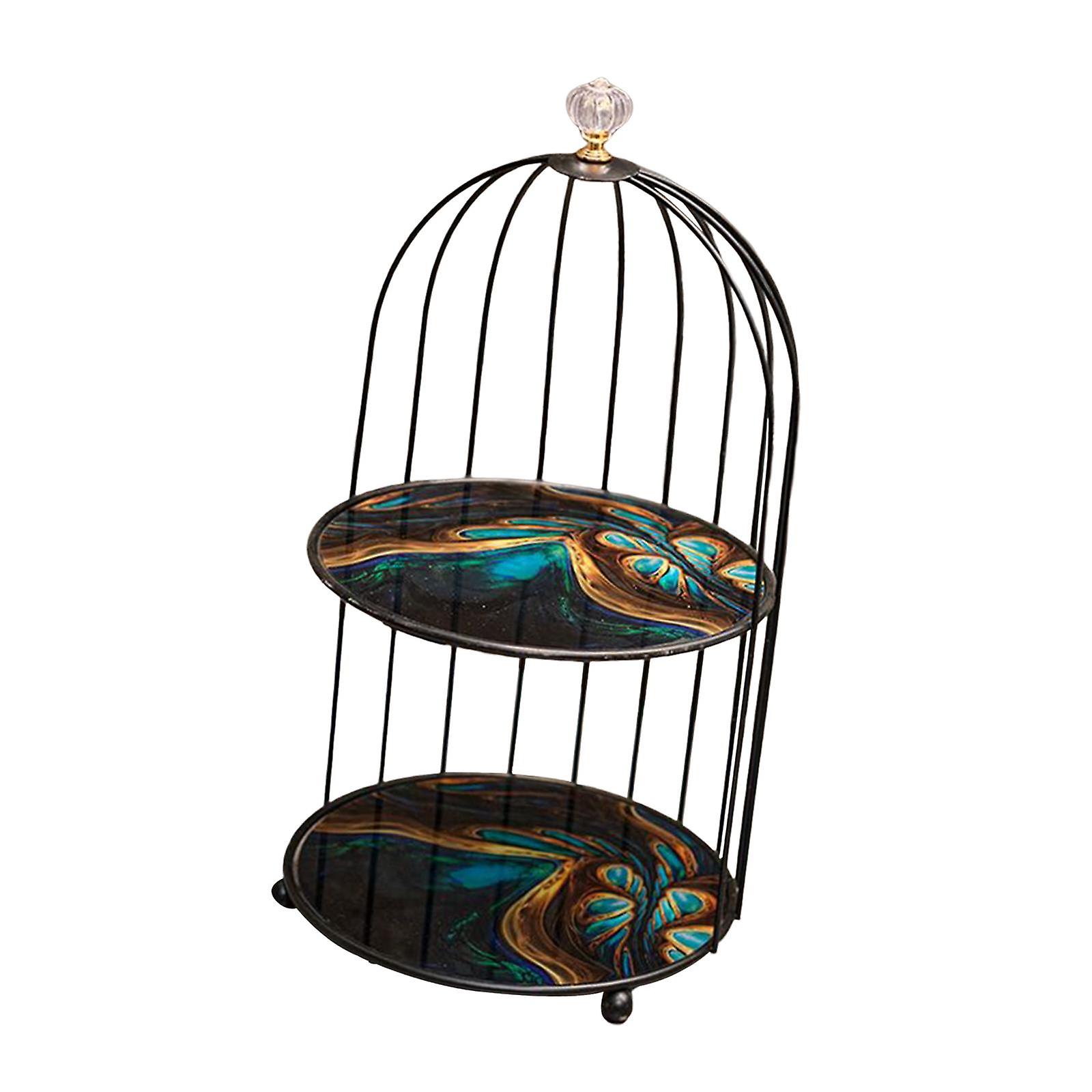 Vanity Tray Birdcage Makeup Organizer Cabinet Washroom Bathroom Storage Rack Blue Black 20x37cm