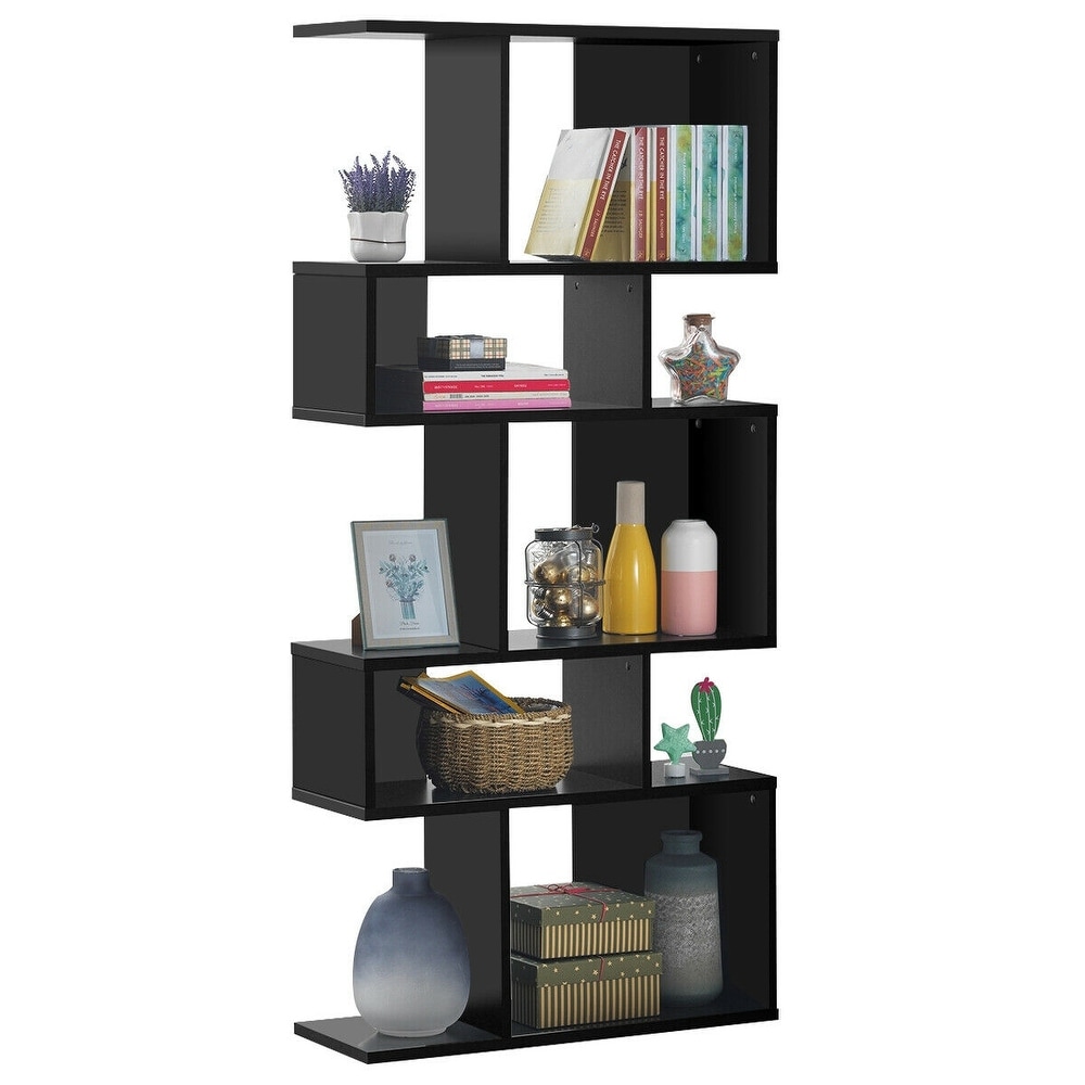 Stylish 5 Tier Geometric Wood Bookshelf   31\