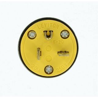 Leviton 20-Amp 250-Volt Commercial Grade Straight Blade Male Plug In Yellow 620PA