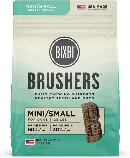 BIXBI Small Natural Dental Dog Treats， 30 count