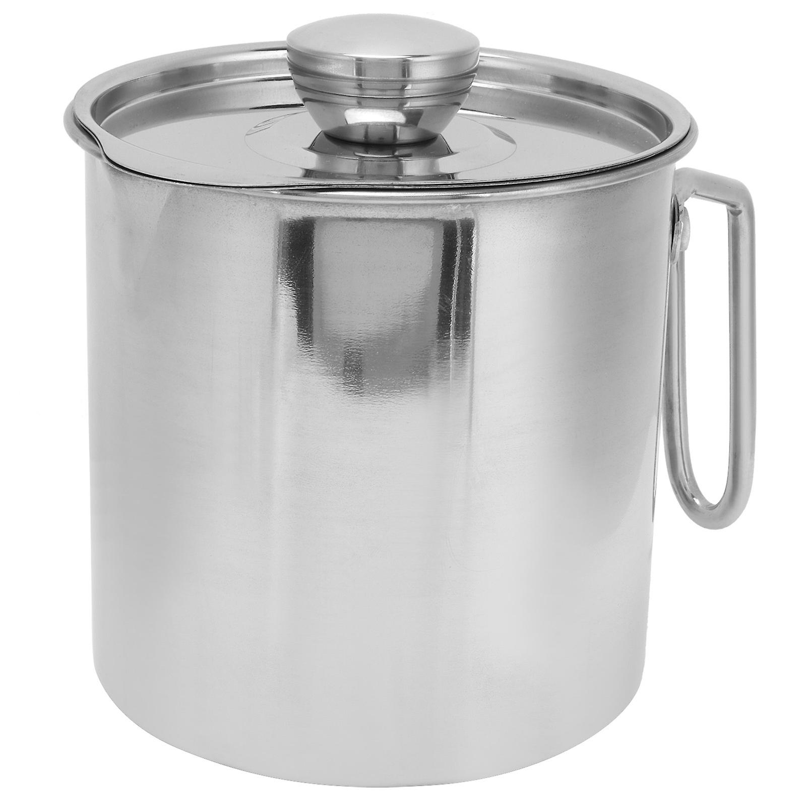 Stainless Steel Oil Filter Pot with Handle Kitchen Grease Container for Cooking Frying OilS (1300ml)