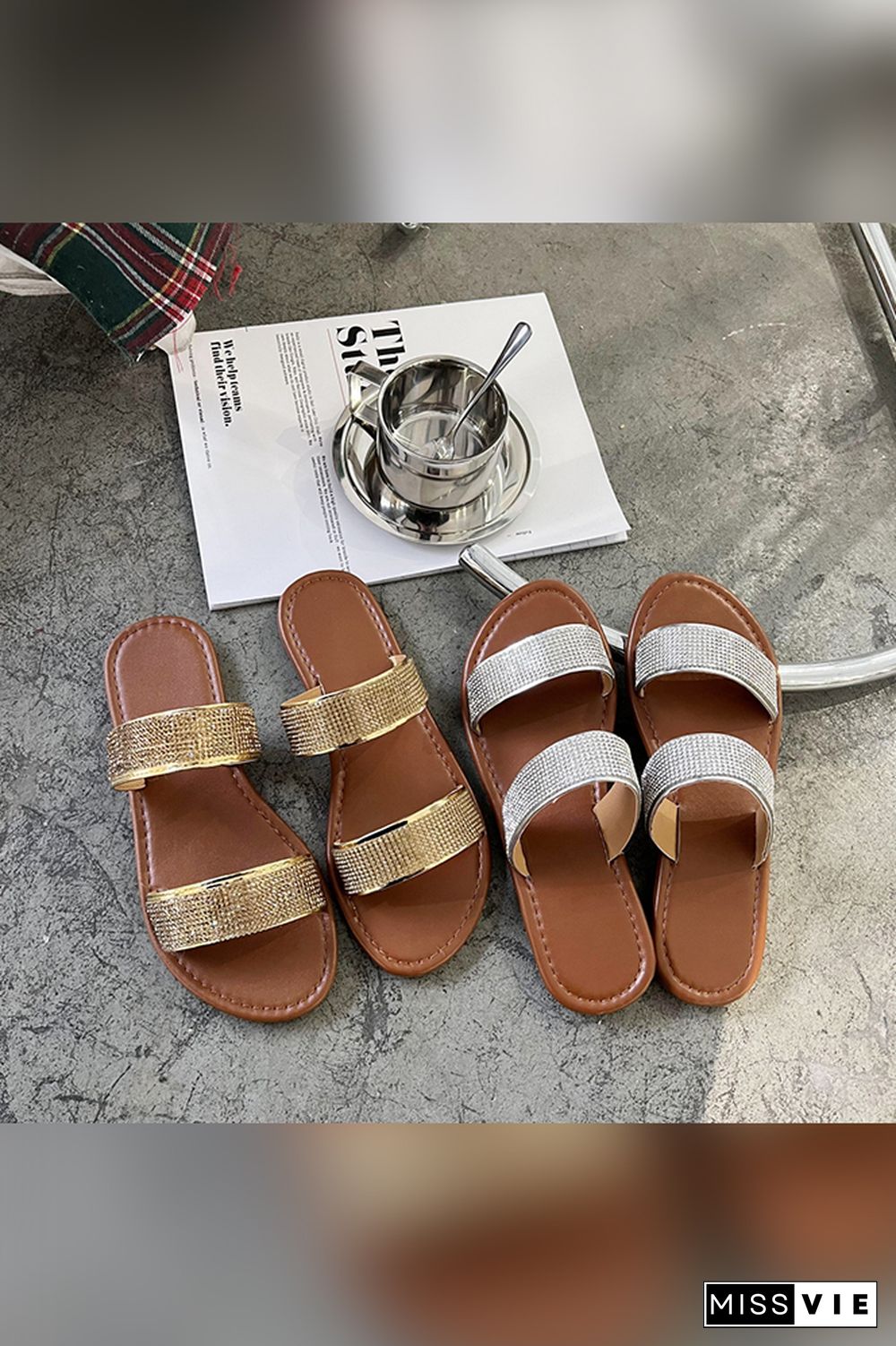 Sequin Summer Flat Slippers Wholesale