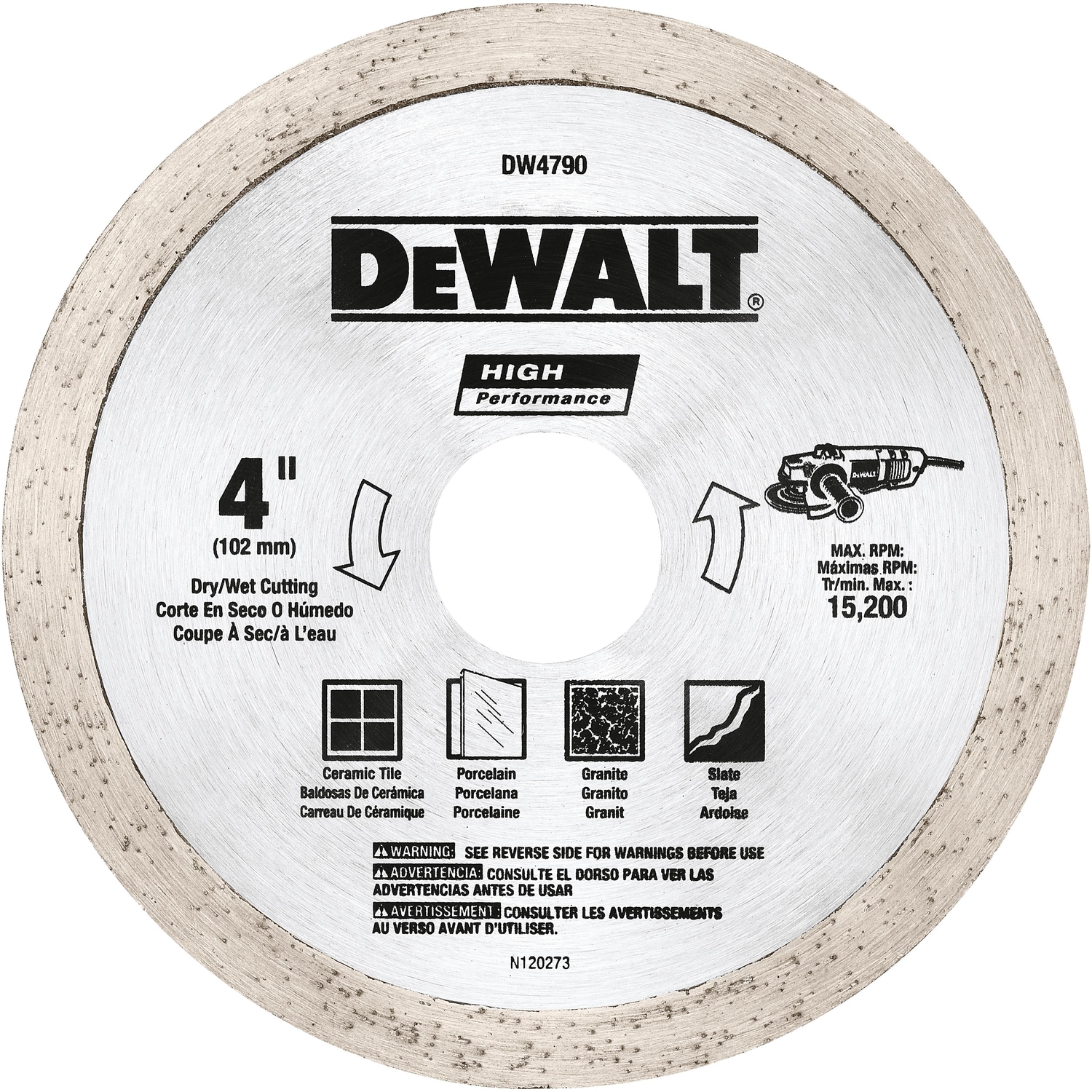 DW High Performance 4 in. D X 5/8 in. Diamond Wet/Dry Tile Blade 1 pc