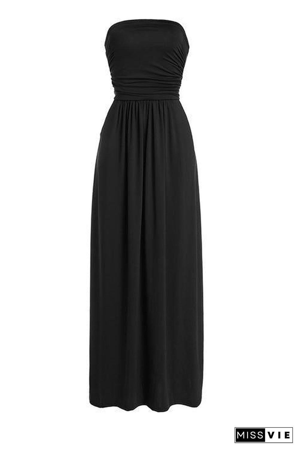 Pockets Strapless Maxi Dress