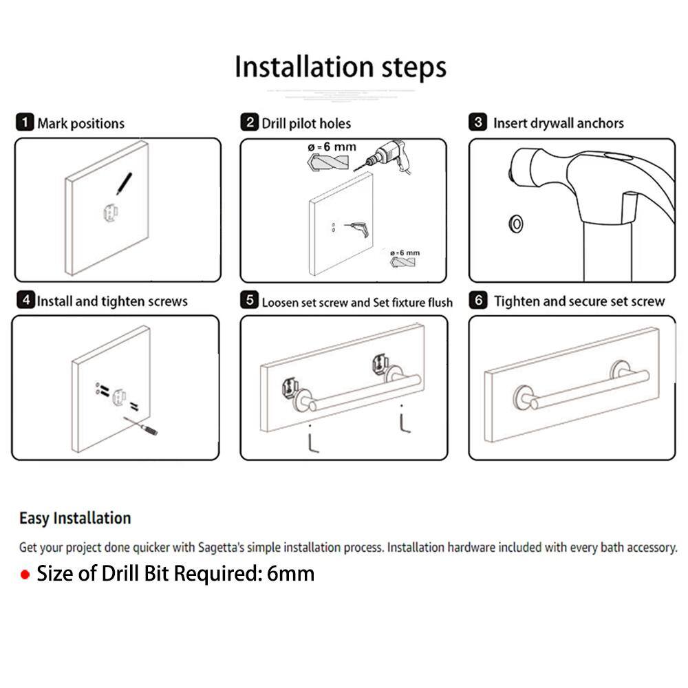 ruiling 24 in. Wall mount Towel Bar in Stainless Steel Matte Black ATK-192