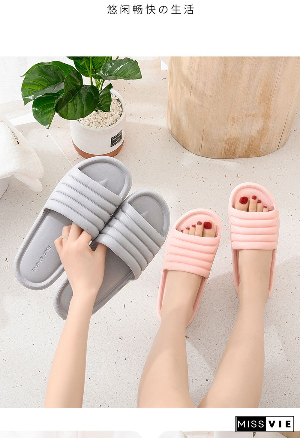 Fashion House Slippers EVA Soft Sole Slide Sandals Men Women Indoor Comfortable Non-slip Home Shower Slippers