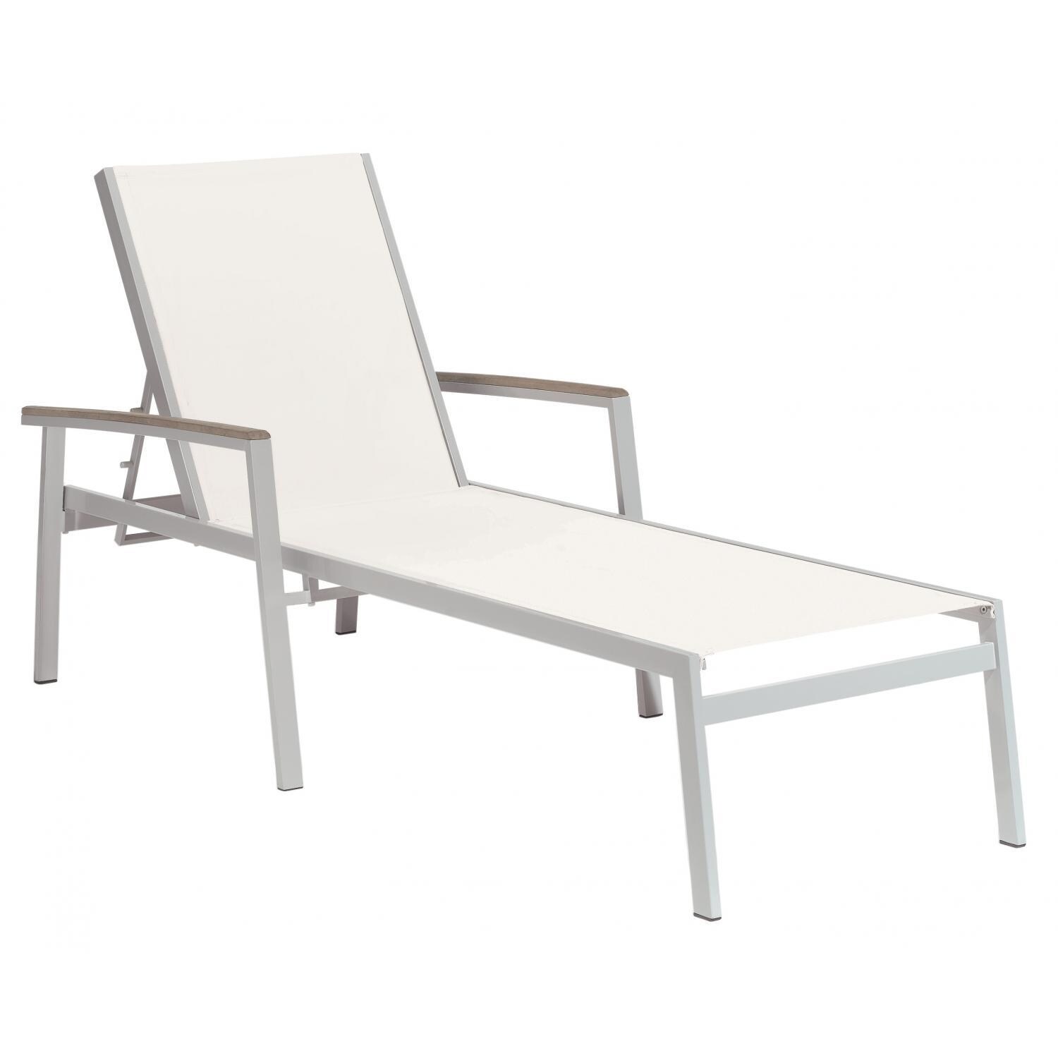 Travira 4 Piece Aluminum Patio Chaise Lounge Set W/ Natural Sling and Tekwood Vintage Arm Caps By Oxford Garden