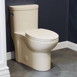 Swiss Madison Sublime 1-piece 1.28 GPF Left Side Single Flush Handle Elongated Toilet in Bisque with Seat Included SM-1T206BQ