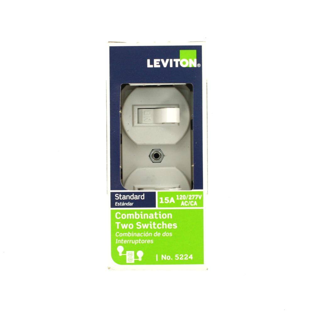 Leviton 15 Amp Combination Double Switch White R62-05224-2WS