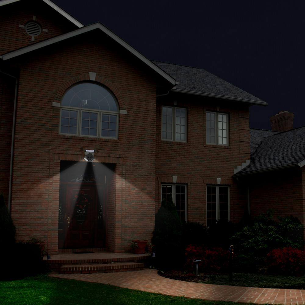 TECHKO Black Outdoor Integrated LED Solar Motion Sensing Security Flood Light - Twin Light with Removable Panel SSL-307