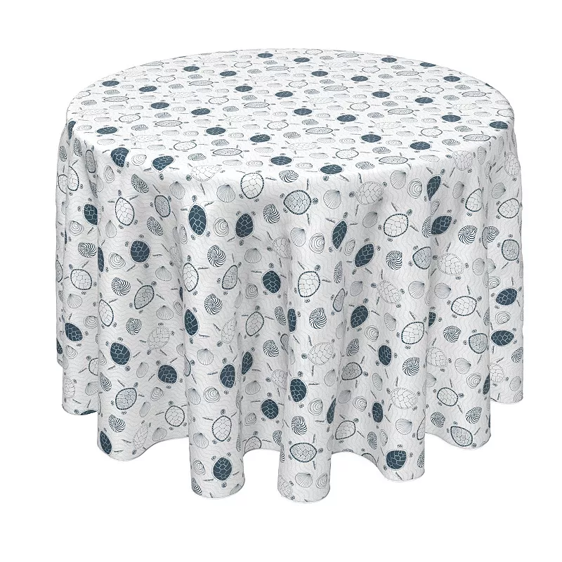 Round Tablecloth， 100% Polyester， 90 Round， Underwater Wildlife