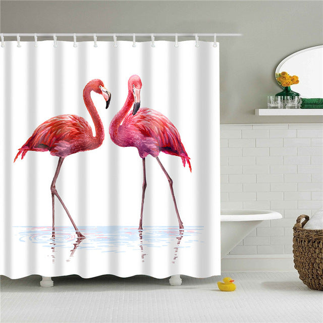 Nordic Pictures Polyester Waterproof Shower Curtains High Quality Animals Flamingo Shower Curtain In The Bathroom