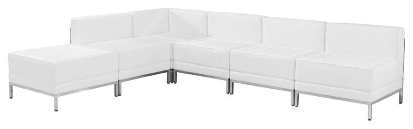 Flash Furniture Imagination 6 Piece Leather Sectional Set in White   Modern   Sectional Sofas   by Homesquare  Houzz