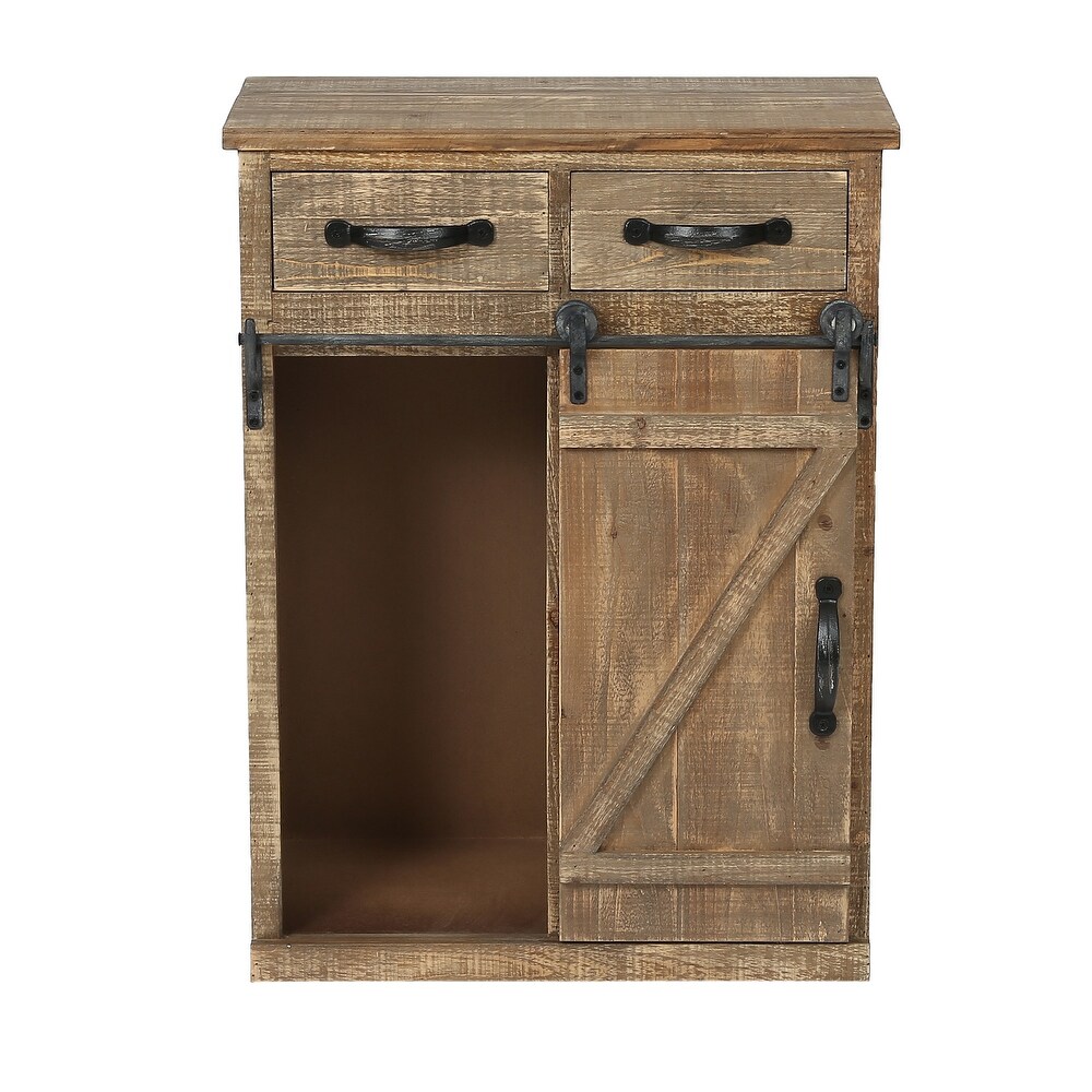 Brown Rustic Sliding Barn Door Storage Cabinet   31.8\