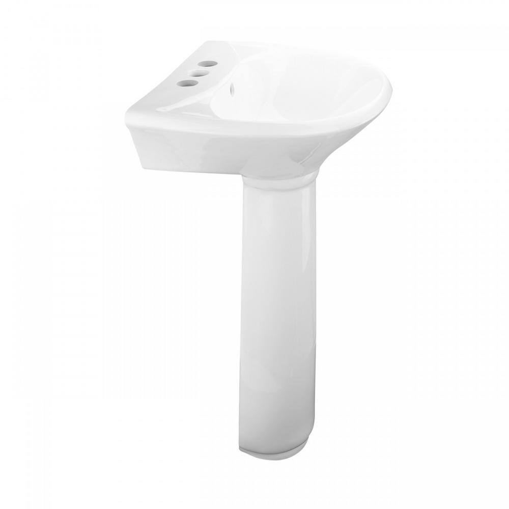 RENOVATORS SUPPLY MANUFACTURING Ondine 16 in. Small Pedestal Combo Bathroom Sink in White with Overflow 11863