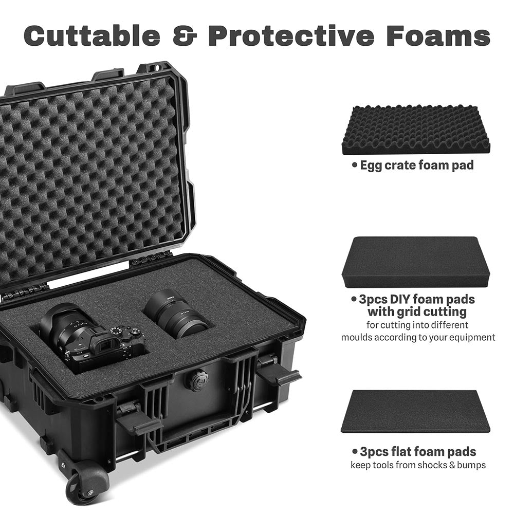 Yescom Waterproof DSLR Camera Case with Wheels Backpack & Foam