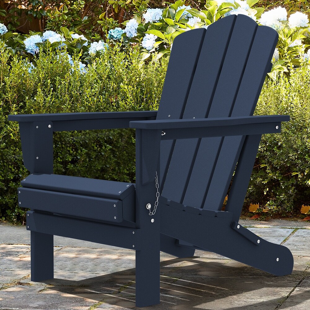 Plastic Folding Outdoor Patio Adirondack Chair With Slat Seat