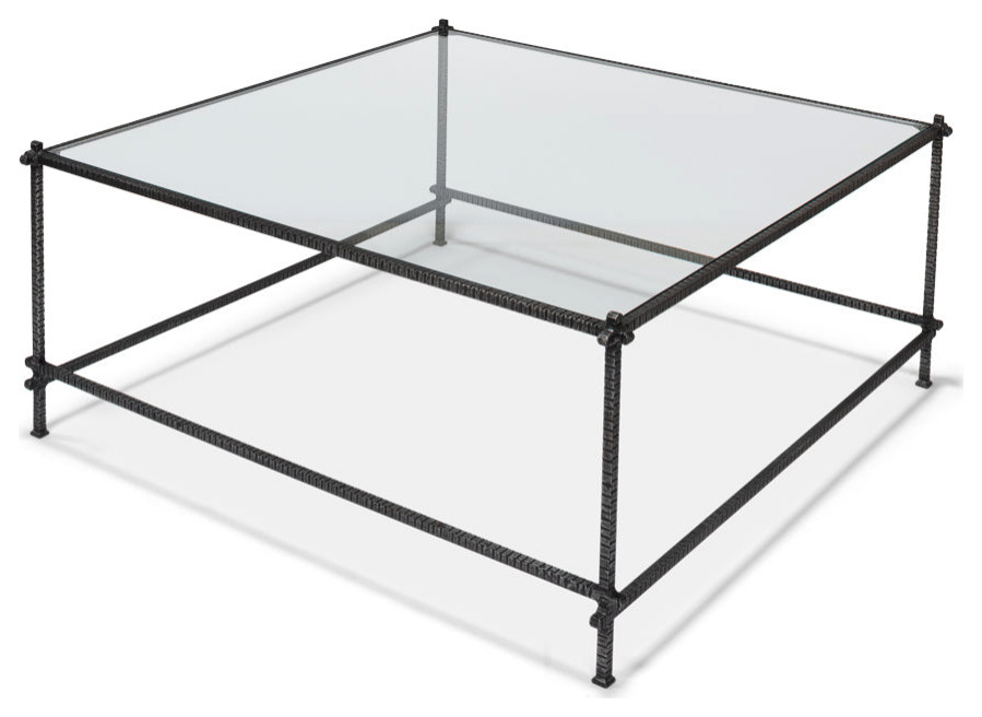 Serrated Edge Iron Square Coffee Table   Traditional   Coffee Tables   by Sideboards and Things  Houzz