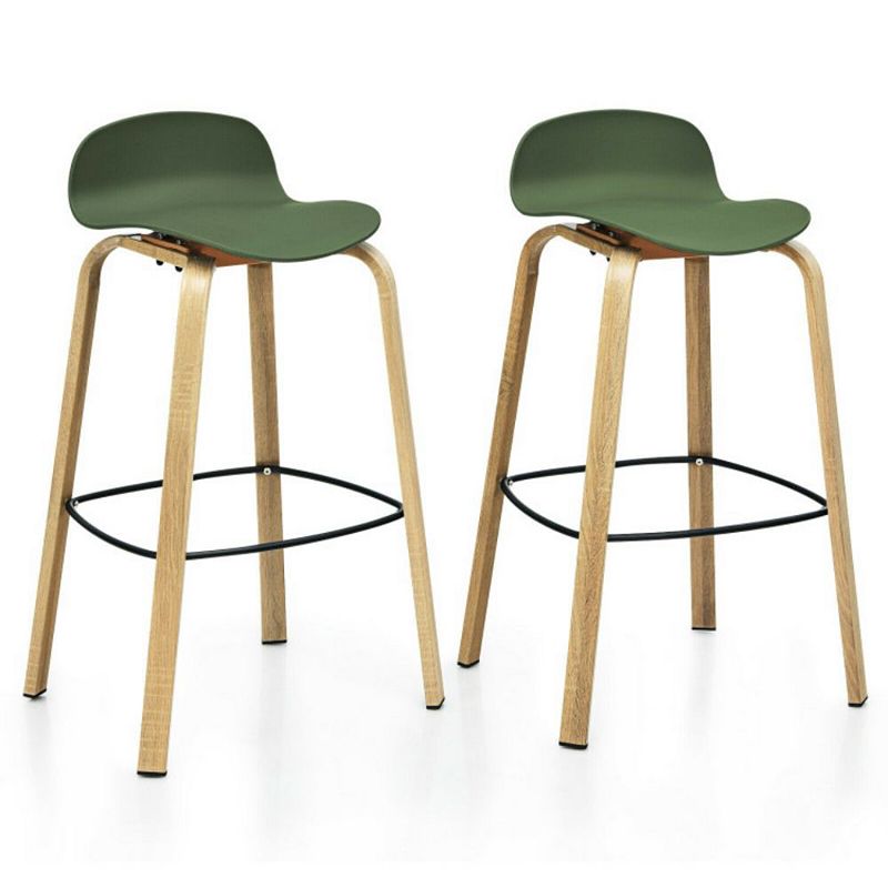 Hivago Set of 2 Modern Barstools Pub Chairs with Low Back and Metal Legs