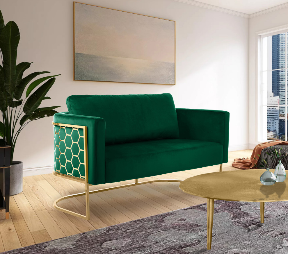 Casa Velvet Upholstered   Contemporary   Loveseats   by Meridian Furniture  Houzz