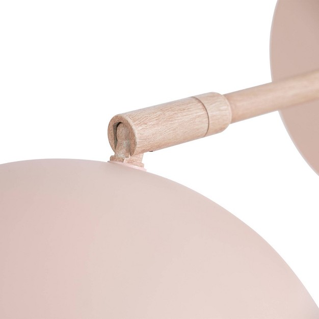 Molly 1 light Matte Pink Plug in Or Hardwire Wall Sconce With Faux Wood Accent Globe Electric