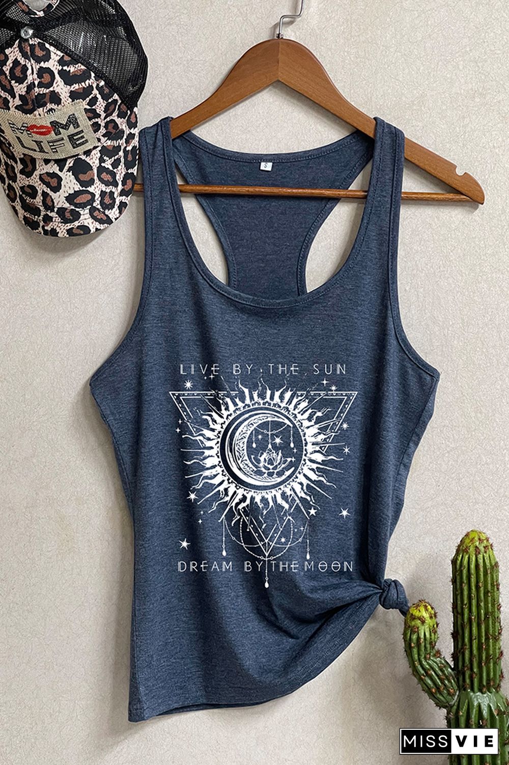 Live By The Sun Dream By The Moon Sleeveless Tank Top Wholesale