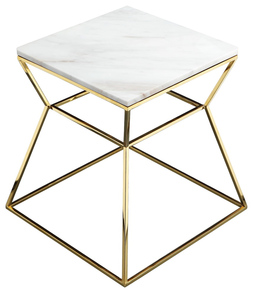 Gold Geo Marble Top Side Table   Contemporary   Side Tables And End Tables   by Pangea Home  Houzz