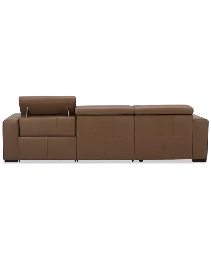 Furniture Nevio 115 3-Pc. Leather Sectional with 1 Power Recliner  Headrests and Chaise Created For Macy's