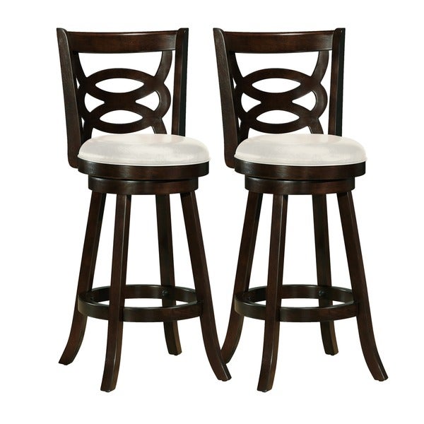 Copper Grove Vis Wood Barstools with White Leatherette Seats (Set of 2)