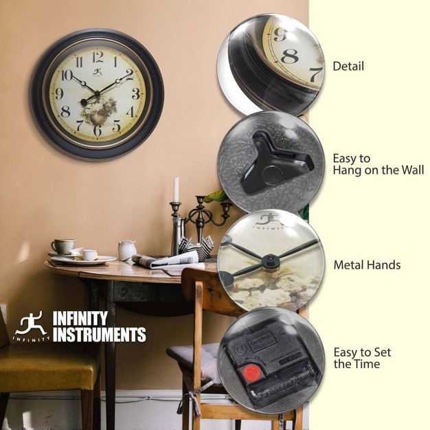 Botanic Wall Clock Black Infinity Instruments