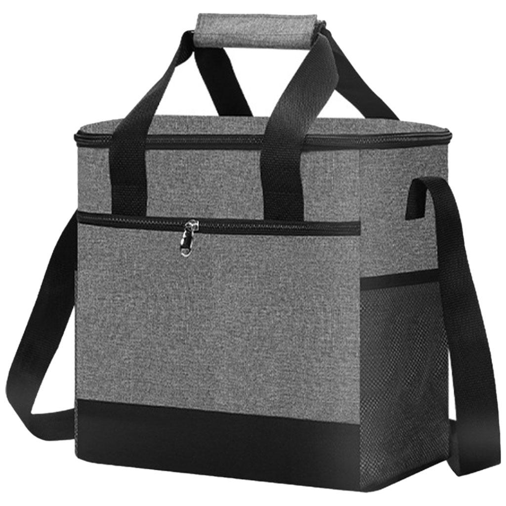 Food Container Basket Picnic Bag Hiking Thermal Insulation Portable Lunch Basket for Camping Outdoor Activities - Gray