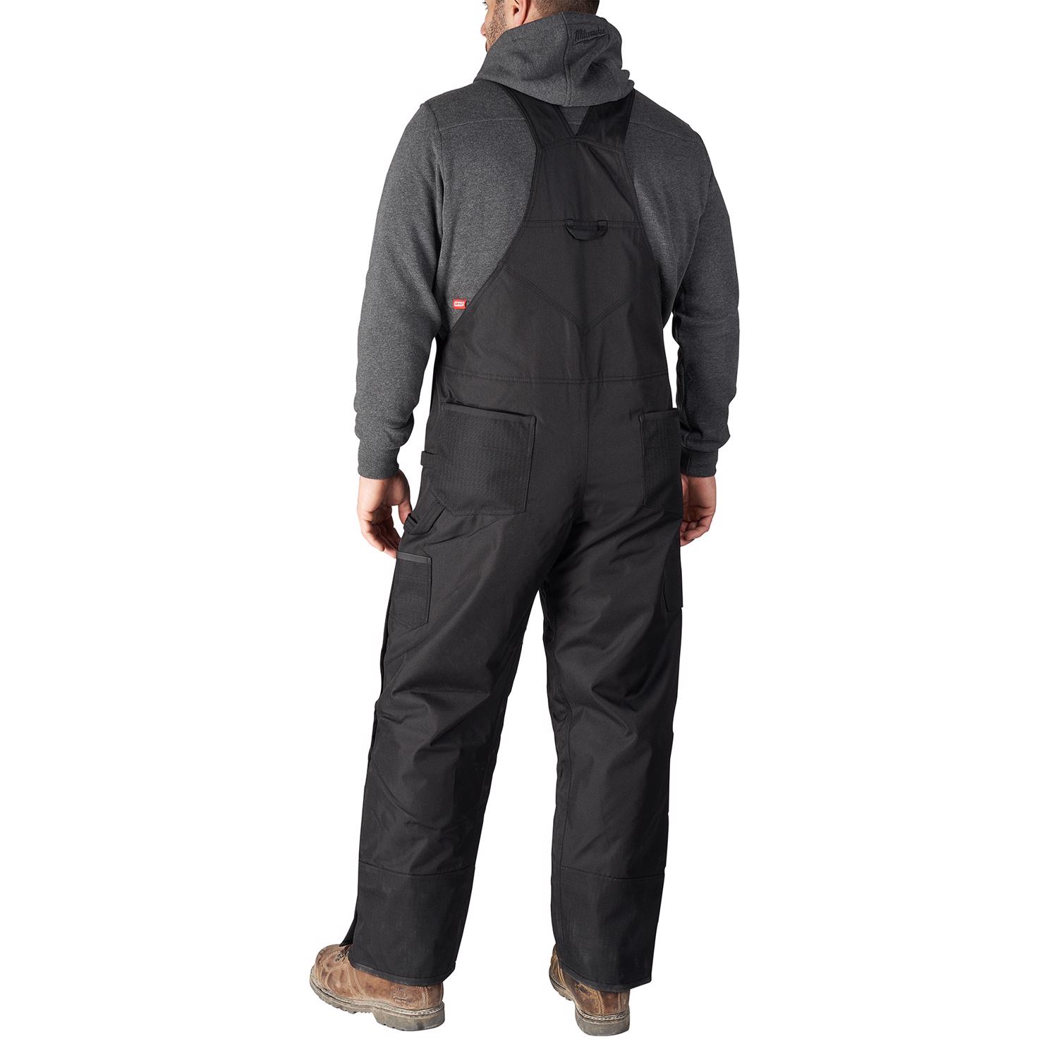 MW Gridiron Men\u0027s Cotton/Polyester Zip-to-Thigh Bib Overalls Black L 1 pk