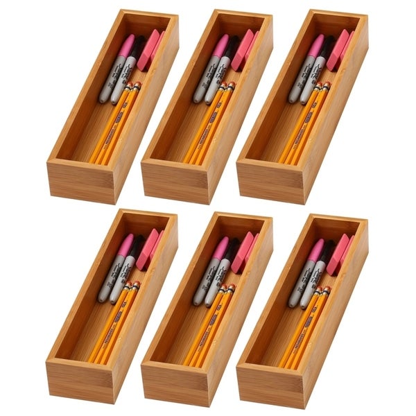 YBM Home Bamboo Kitchen Drawer Organizer Storage Box (Set of 6)，