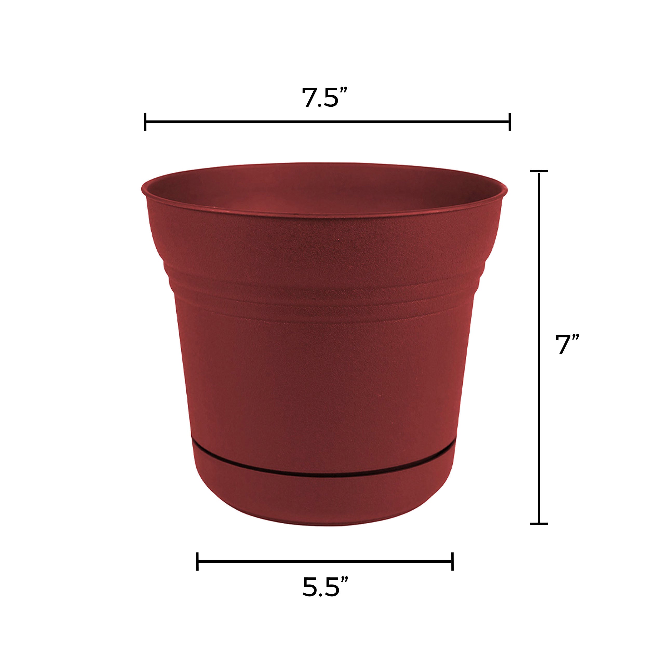 Bloem Saturn Planter W/ Saucer 7.5 x 7 Plastic Round Burnt Red