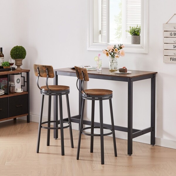 Swivel bar stool set of 2 with backrest