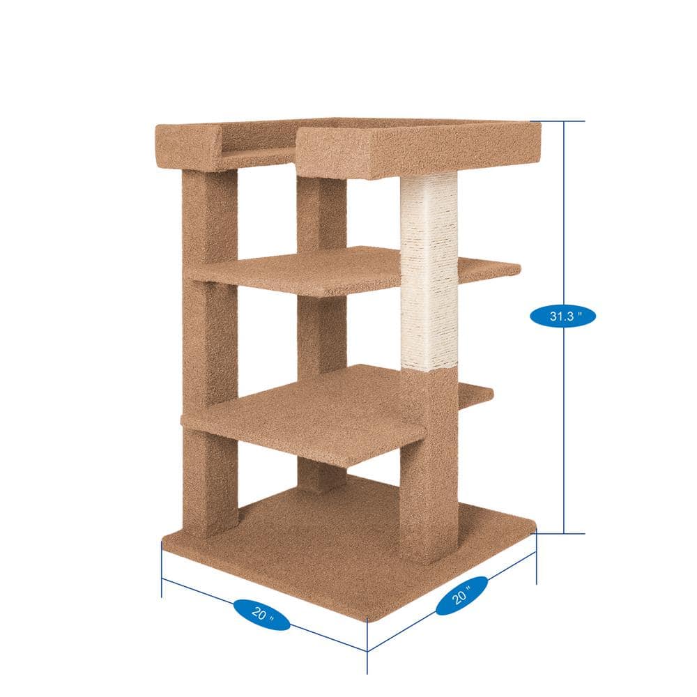 HOMESTOCK Terracotta 3-Level Cat Tree Tower, Multi-Level Kitten Tower Play House Activity Center,Kitty Pet House Furniture for Cat 98783