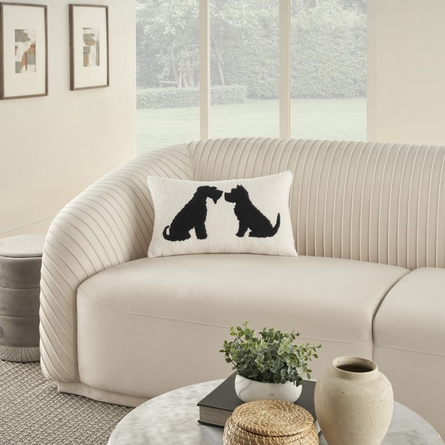 Mina Victory Pet Dogs Silhouette Faux Shearling Indoor Throw Pillow