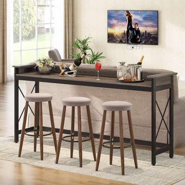 Console Table with Outlets and USB Ports， 71 inch Long Sofa Table Behind Couch