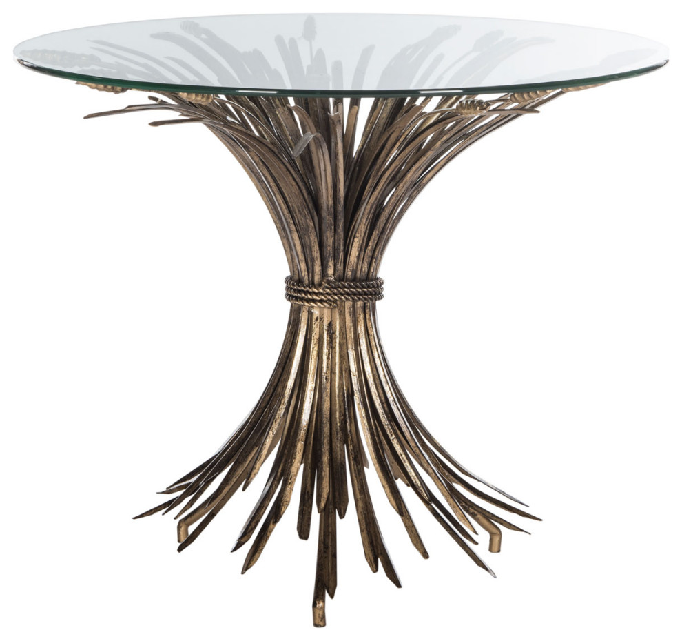 Barbara Sheaf Gold Leaf Accent Table Antique Gold   Contemporary   Side Tables And End Tables   by Peachtree Fine Furniture  Houzz