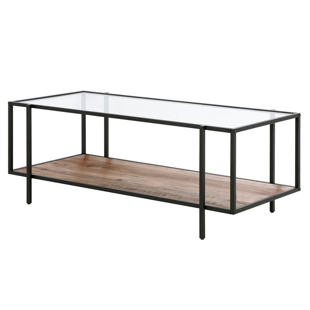 Black Bronze Coffee Table With Gray Oak Shelf Henn amp hart