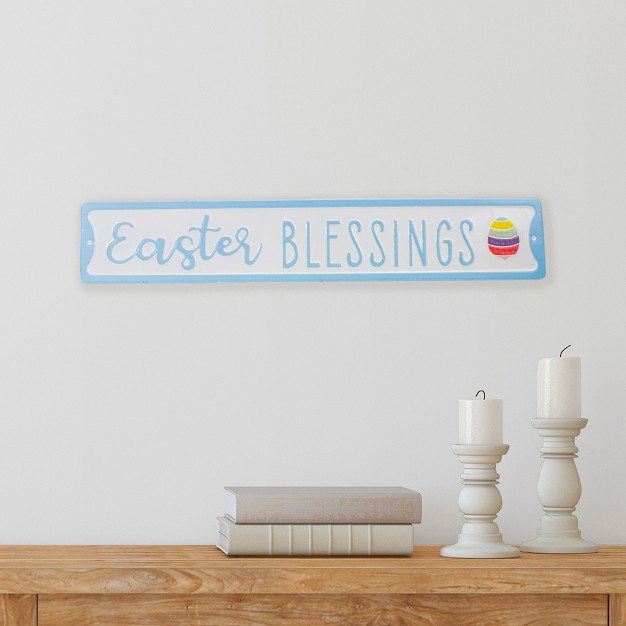 Metal quot easter Blessings quot Sign With Eggs Wall Decor