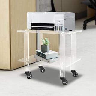 YIYIBYUS 2-Tier Acrylic 4-Wheeled Under Desk Printer Stand in Clear BGQHODV9WDFKH