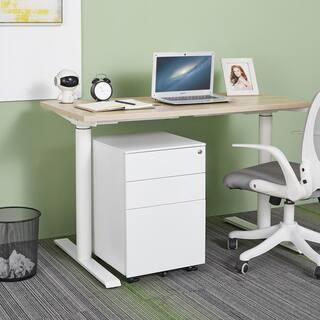 Tatahance 3-Drawer Mobile White Metal Lateral Filing Cabinet with Lock Steel W25252085-Z